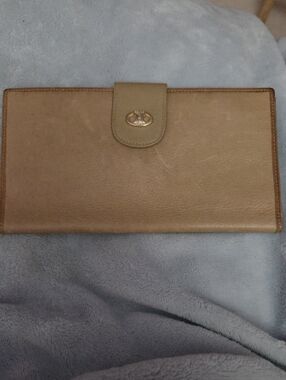 Celine Leather Wallet in Brown and Tan with Gold Hardware